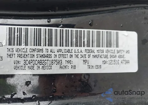 2016 Dodge Journey Se z USA, uszkodzony, nr VIN 3C4PDCAB2GT187503